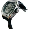 Mechanische Herren-Armbanduhr von Richa Milles, automatisch, Business-Armbanduhr, Freizeit, ausgehöhlter Totenkopf mit Diamant am ganzen Himmel, Stern-Persönlichkeit, modisch, hochwertig