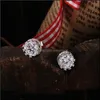 Stud Women Crown Diamond Earrings Stud Sier Pl￤terad i tv￥ f￤rger Fashion Lady Crystal Earring Zircon Studs Jewelry Drop Delivery DHGFZ