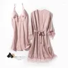 Women's Sleepwear Sexy Women Kimono Gown Loose Bridal Wedding Robe Set Nightgown&Bathrobe Suits Summer Intimate Lingerie