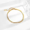 Fußkettchen Fußkettchen-Armband für Damen, modisch, geschichtet, goldfarben, Edelstahl, Fischgrätenmuster, Sommer-Fußschmuck, 6322, Q23759602