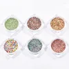 Nail Glitter 6pcs/set Art Holographic Powder Hexagon-Design Mixed-Size Chunky Ultra-thin Mylar Flakes For