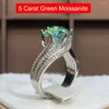 Anelli a grappolo Serenity Day 5ct Green Moissanite Ring Pass Penna Diamond S925 Gioielli raffinati in argento sterling per regalo di nozze di lusso