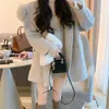 Women's Wool Blends Women Winter Thicken Loose Cashmere Coat with Belt Hooded Short en Overcoat Outerwear Female 221122