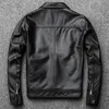 Men's Leather Faux Vintage Genuine Jacket Men 100% Cowhide Red Brown Black Natural Jackets Man Coat Autumn Clothing M174 221122