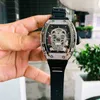 Mechanical Mens Richa Milles Automatic Business Watch Leisure Hollowed Out Skull with Diamond All Over the Sky Star Personality Fashion High Quality