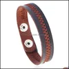 Bedelarmbanden borduurer lederen armband knop verstelbare armbanden polsbandje bangle vrouwen mannen mode sieraden zwart bruin drop de dhbpc