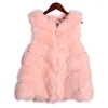 Mulheres femininas Savabien Women Winter Faux Coats feminino Uma linha de colete de colete peludos de colete