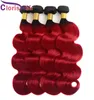 Ombre 1B Red Body Wave Hair Webs 3pcs zwei Ton