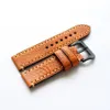 Watch Bands 2021 Handmade Men 20MM 22MM 24MM Brown Soft Calfskin Leather Strap Retro Classic Watchband Belt For Pam Big Strap280P6692334