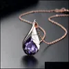 Anh￤nger Halsketten lila Diamantwassertropfen Halskette Ohrringe Schmuck Set f￼r Frauen Mode schenken Halsketten Anh￤nger DHTSX