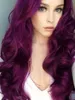 Syntetyczne peruki Perukę Postanową Purple Purple długie kręcone włosy duże fala puszyste chemiczne nakrycia głowy 221122