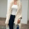 Szaliki futrzane kołnierze zimowe szale i owijanie czeskie fringe duże kobiety ponchos peleryny batwing cardigan284e