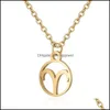 Naszyjniki wiszące 12 stali nierdzewnej Constell Naszyjnik Sier Gold Zodiac Horoskop łańcuchy dla kobiet biżuteria mody virg dh7hi