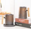 Muggar Japanesestyle Vintage Ceramic Coffee Tumbler Rust Glaze Tea Milk Beer With Wood Handle Water Cup Home Office Drinkware 221122