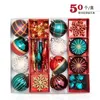 Party Decoration Christmas Tree Ornaments 50st Multi-Color Plastic Plat Ball Big Size Shatterproof Hanging Baubles Dekorationer