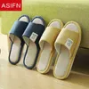 Asifn Flax Cotton Home Slippers Men Men Winter Home Mules Antislip Soft Sole House Indoor LoversカップルシューズファースライドJ220716