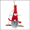 Party Favor Rudolph Corde Bois Arbre de Noël Ornement Pendentif Fournitures de fête Gnomes Barbe Elfe Poupée Santa Noël Cadeaux Jardin Festival Dhn0D