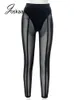 Dames leggings joskaa sexy seethrough zwarte hoge taille lange broeken casual joggingbroek vrouwen herfst elastische potloodbroek mesh 221122