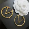 Luxury big gold hoop earrings for lady women 4cm orrous girls ear studs set Designer Jewelry earring Valentine's Day Gift engagement for Bride