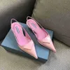 Designer High Heels Triangle Sandals Pointed Toe Shoes Pumps Dress Shoes Cat Heel Women Business Affairs Outdoor Slippers Summer Ru