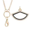 Pendant Necklaces 10pcs/lot Alloy Fan Shape Memory Glass Living Floating Relicario Locket Chain Women Collares Jewelry