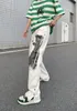 Erkek kot pantolon portre grafiti baskı denim pantolon erkek cadde gevşek sokak kıyafetleri moda pantolon unisex düz bacak beyaz 221122