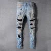 Jeans pour hommes Do-over vintage jeans jeunesse stretch slim fit petit pied patch high street jeans