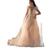 Elegante Berta A Line Wedding Jurken Deep V Necky Puffy Sleeve Bridal Jurken Sweep Train Romantic Dress Lace Robe de Mariee