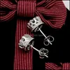 Stud Cubic Zirkonia Crown Studs Fashion Women Sier Diamond Wedding Ear Ring Biżuteria Dostawa DHDZ1