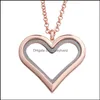 Lockets Floating Locket Heart Pendant Necklace Openable Living Memory Necklaces For Women Children Diy Fashion Jewlery Drop Delivery Dhcgi