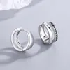 Hoop Earrings SMTCAT 2022 Classic 925 Silver Round Black Trendy Spinel Engagement For Women Fine Jewelry Bijoux I200