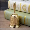 Party levererar Europe Golden Metal Restaurant Bar Counter Passing Dish Table Bell Hand Jingle Bells For Crafts A047