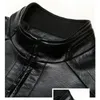 Jackets masculinos Autumn Winter Leather Stand Collar Plus Velvet Social Social Social S 221122