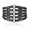 Belts Fashion Self Tie Wide Belt Elastic Slim Corset Body Shaper Black Faux Leather Retro Punk Rivet Waist Cummerbund