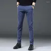 Calça masculina falha de primavera masculina roupas masculino preto verde azul de escritório de escritório calças de festa para masculino 2022 Business