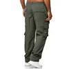 Men's Tracksuits Big N Tall Pants for Men All Season Fit Pant Casual All Solid Color Pocket Trouser Fashion Overalls Beach Straight Leg 221122