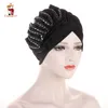 Turbans à fleurs en diamant pour femmes, Turban musulman à volants, couvre-chef islamique, chapeau indien, accessoires pour cheveux