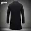 Men's Wool Blends Autumn and Winter Long Cotton Coat Wool Blend Pure Color Casual Business Fashion Men's Clothing Slim Windbreaker Jacket 221121