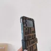 Luxury FD Mobiltelefonfodral för Samsung Z Flip 3 4 Flip3 Flip4 Folding Mönster Anti-Chock Protection Shell Case iPhone 14 Propro 14Plus 13