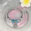 Fashion DIY Charms Bracelet Women Jewelry Bracelets com contas brilhantes e flor de neve