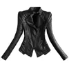 Chaqueta de imitación de cuero para mujer Moda Negro Motocicleta Mujeres Cremalleras Abrigo básico Biker 4XL C-2 221122