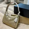 Designer Hobo Vrouwen Nylon Tassen Onderarm Handtassen Met Glanzende Diamant Luxe Ontwerpers Enkele Schouder Handtas Party Tote Met Doos 227Z