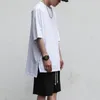 Męskie koszulki rozszerzone T-shirt Mężczyźni krótkie rękawie Split Hem Longline Streetwear Hip Hop Solid Męskie Ubranie Mężczyzna