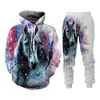 Felpe con cappuccio da uomo Felpe con cappuccio Animal Horse Stampa 3D Pantaloni Set Unisex manica lunga da uomo Tuta Pullover Felpe con cappuccio Casual Abbigliamento uomo Suit 221122