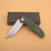 Kampanj G1126 FLIPPER FOLLING KIFT D2 SATIN DROP POINT BLADE GRÖN G10 med rostfritt stålhandtagskul med snabbt Öppna EDC -fickmappknivar