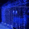 문자열 4-30m 야외 요정 커튼 고드름 조명 창문 끈 크리스마스 침실 정원 벽 장식