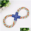 Dog Toys Chews Eight Character Type Knot Pets Dog A Molar Tooth Bite Resistance Interaction Cotton Rope Toys Hand Pl Cord Factory Dh2Sr