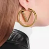 Luxury Big Gold Hoop ￶rh￤ngen f￶r Lady Women 4cm Orrous Girls Ear Studs Set Designer Jewelry Earring Valentine's Day Gift Engagement f￶r Bride