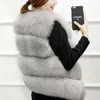 Pele feminina faux hjqjljls moda luxo colete feminino fofo curto gilet jaqueta feminina outono inverno fuzzy casaco outerwear 221122