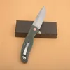 Kampanj G1126 FLIPPER FOLLING KIFT D2 SATIN DROP POINT BLADE GRÖN G10 med rostfritt stålhandtagskul med snabbt Öppna EDC -fickmappknivar